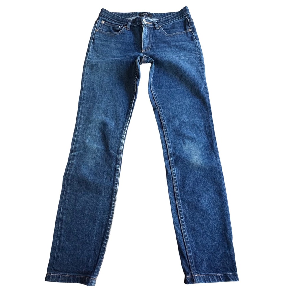 $295 APC Jean Moulant Indigo Blue Skinny Jeans‎ Wmns 27x27 Mid Rise French Denim